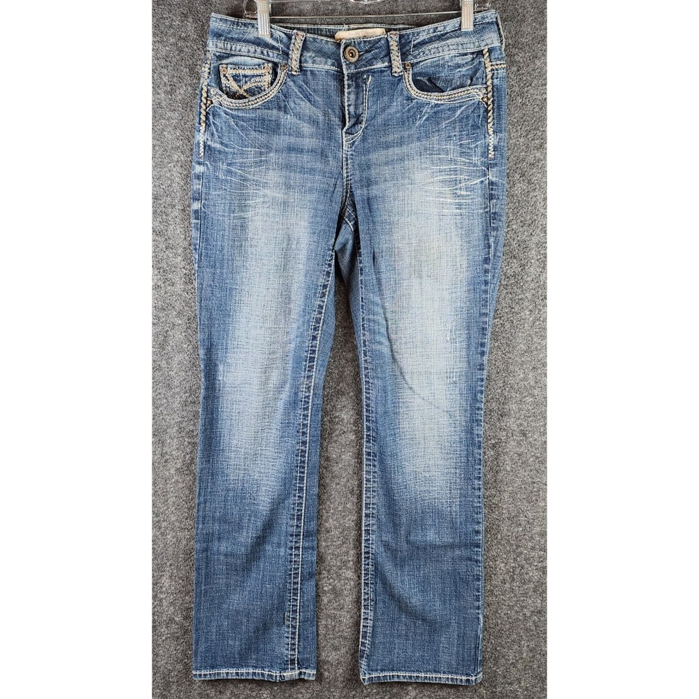 Hydraulic Jeans Women 14 Bailey Blue Embroidered Flap Pocket Bootcut EUC